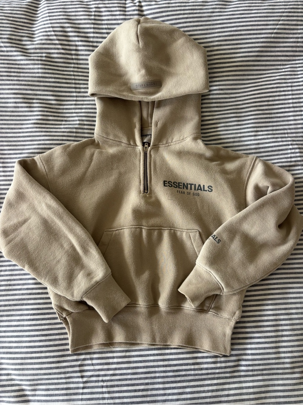 Fear of God ESSENTIALS Tan Half-Zip Hoodie Kids